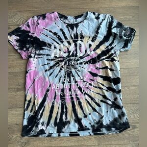 AC/DC Tie-Dye T-Shirt - Black, Pink, Gray